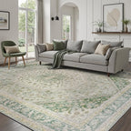 DCX Green 5x7 Area Rug, Machine Washable Non Slip Stain Resistant Vintage Rug - Image 2