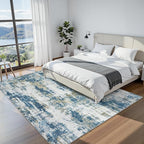 Area Rug 8x10 Living Room Rug Washable: No-Slip Abstract Soft Thin Large Blue - Image 5