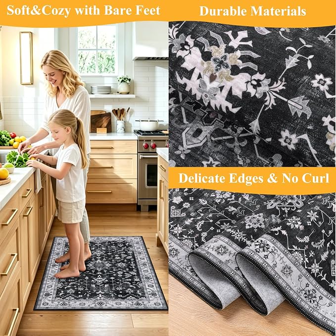 HEBE Washable Aera Rug 2'x 3' Non Slip Door Mat Indoor Entrance, Low Pile - Image 5
