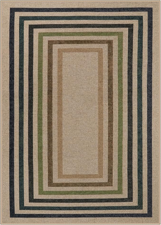 Lahome Enfys Modern Geometric Easy Jute Rug, Washable 5x7 Indoor Outdoor Rugs - Image 7