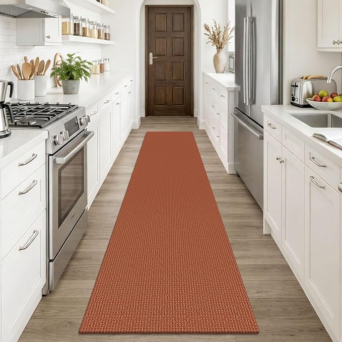 KOZYFLY Orange Runners Rugs for Hallway 2x10, Washable Runner Rug, Woven Non - Image 2