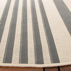 SAFAVIEH Courtyard Collection 4' Round Grey/Bone CY6062 Stripe Indoor/ - Image 4