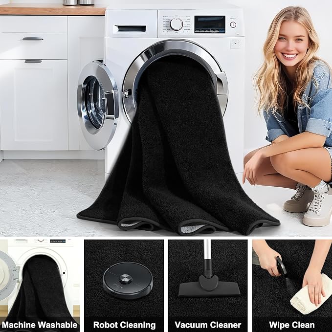 4x6 Feet Black Area Rugs for Bedroom, Indoor Washable Memory Foam Rug for - Image 5