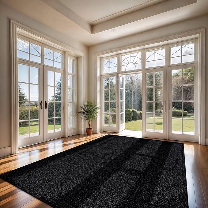 CAMILSON Easy Jute Rug 9x12, Indoor Outdoor Dark Gray Black Farmhouse Area Rugs - Image 4