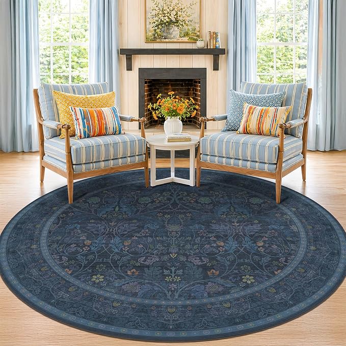 Washable 8ft Large Round Area Rug by Evyhood