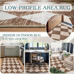 Brown Beige Checkered Entry Rug - Image 5