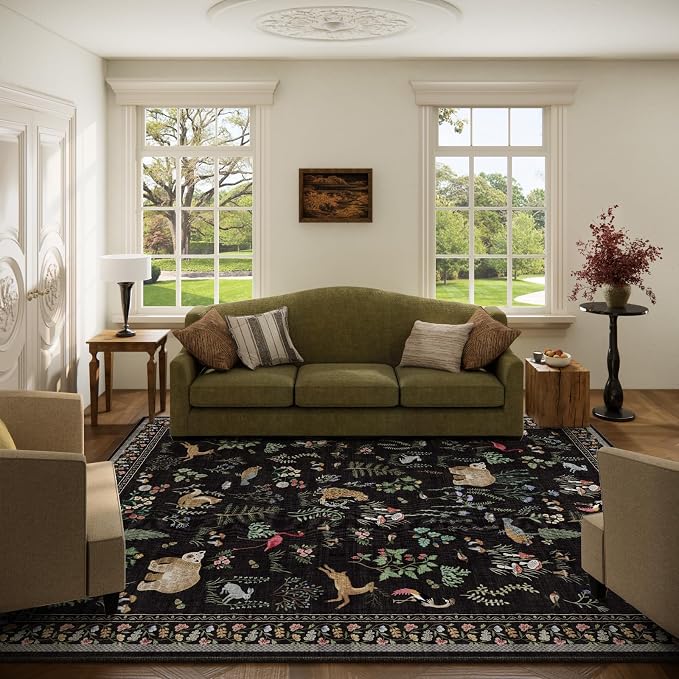 Washable Area Rugs for Living Room: 5x7 Bedroom Rug Vintage Rugs Stain by palohom