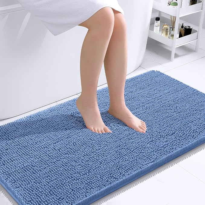 OLANLY Bathroom Runner Rugs 44x24, Soft Absorbent Chenille Bath Rugs, Rubber by OLANLY