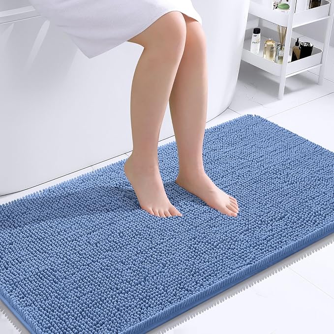 OLANLY Large Bathroom Rugs 40x24, Soft Absorbent Chenille Bath Rugs, Rubber by OLANLY