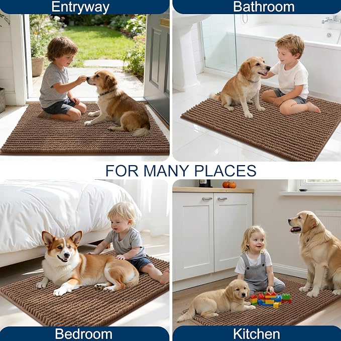 OLANLY Dog Door Mat for Muddy Paws 44x32, Ultra Absorbent Chenille Mud Doormat - Image 8