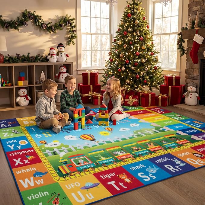 Unirea 5x7 Kids Rug for Playroom Bedroom Classroom, Washable Educational Play - Image 6