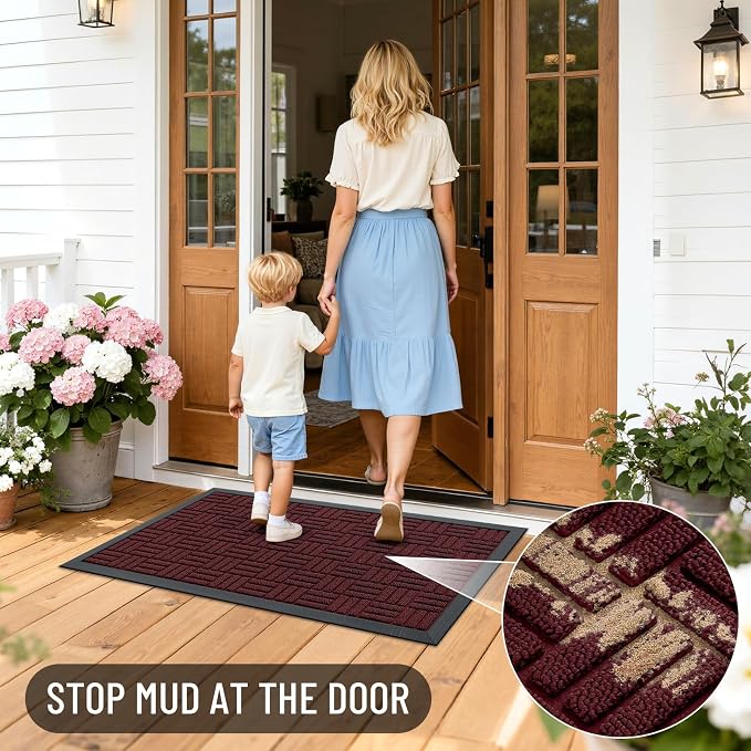OLANLY Front Door Mat Outside Entrance 47x23, Heavy Duty Sturdy Natural Rubber - Image 7