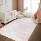 Latte&Fog Pink Area Rugs, Modern Abstract 5x7 Washable Rugs by LatteFog