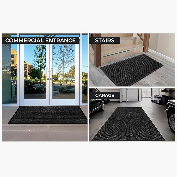 Large Door Mat 3' x 5' Charcoal, Heavy Duty Commercial Floor Mat, Industrial - Image 7