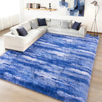Shag Rugs for Living Room 9x12, Ultra Soft Abstract Blue Big Fuzzy Rugs for by Ailyei