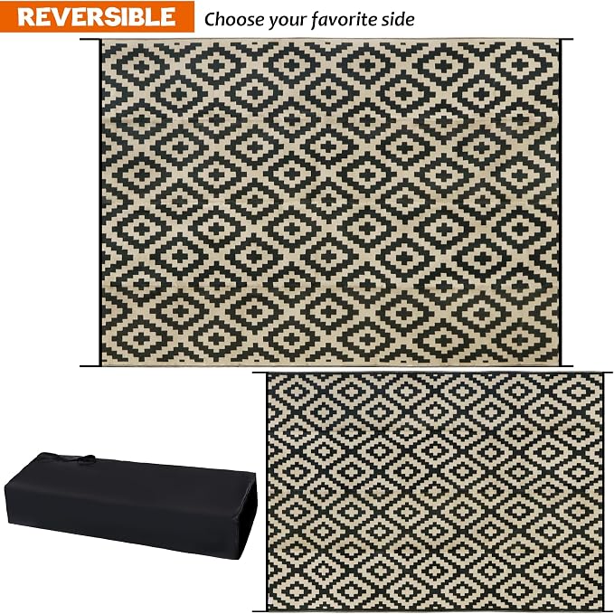 SAND MINE Reversible Mats, Plastic Straw Rug, Modern Area Rug, Large Floor Mat - Image 3