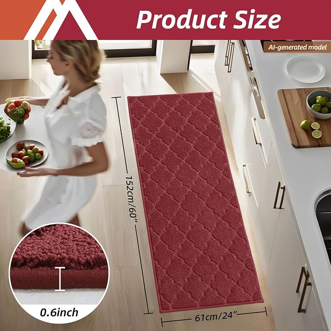 COSY HOMEER-Kitchen-Rugs-Non-Slip-Washable 24"x60" Absorbent Kitchen Runner Rug - Image 2