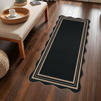 Scalloped Easy Jute Black Rug, 2x4 Front Door Washable Door Mat Non Slip Small - Image 8