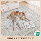 8x10 Area Rugs for Living Room:Beige Washable Vintage Medallion Carpet Non-Slip - Image 5