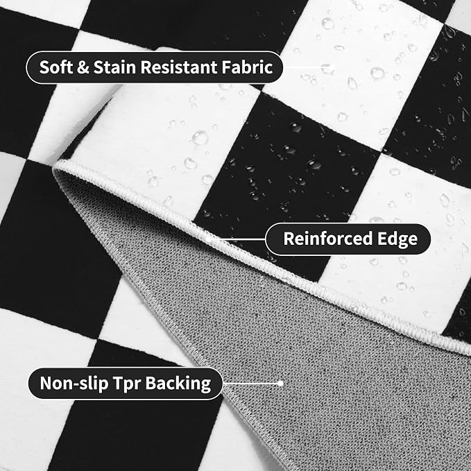 Terrug Black and White Checkered Rug - Image 5