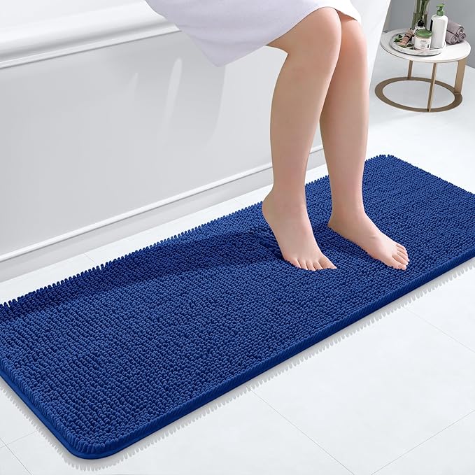 OLANLY Bathroom Runner Rugs 47x17, Soft Absorbent Chenille Bath Rugs, Rubber by OLANLY
