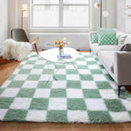 KICMOR Fluffy Sage Green and White Rugs Living Room Carpet, 5x7 Large Fuzzy - Image 7