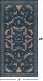 Blue Vintage Boho Area Rug 3x6, Washable Non Slip Indoor Carpet - Image 2