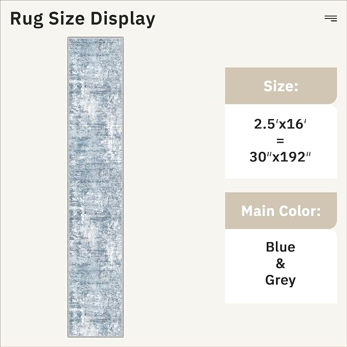 Soalmost Runner Rug 2'6" x 16' Washable Non-Slip 2.5x16 ft Long Runner Rugs - Image 5