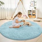 OLANLY Light Blue Round Rugs for Bedroom - Image 2