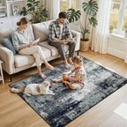 RELEANY Washable Area Rugs 4'x6' Non-Slip Modern Abstract Soft - Image 2