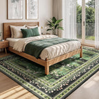 Lessymo Dark Green Floral Rug 8x10 - Image 4