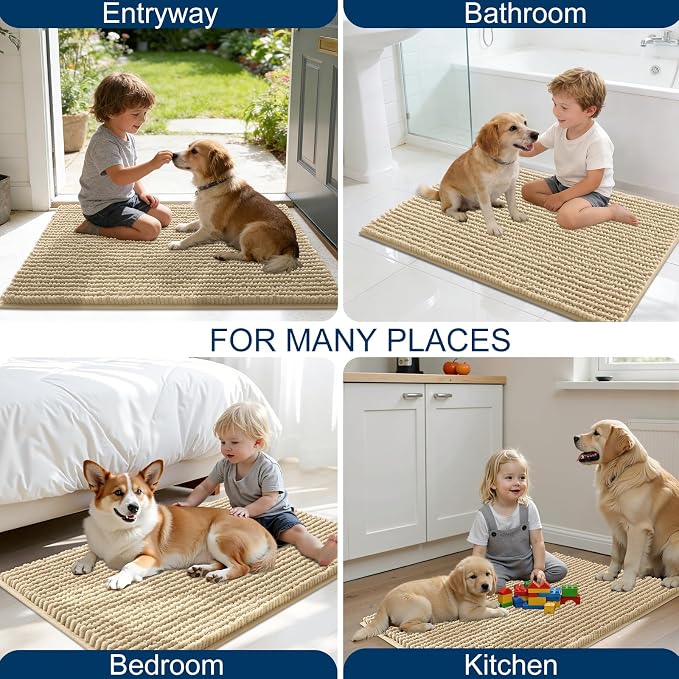 OLANLY Dog Door Mat for Muddy Paws 30x20, Ultra Absorbent Chenille Mud Doormat - Image 8