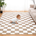 Super Soft Rug for Bedroom, 3x5 Ft Beige and White Area Rug Classic Checkered by TOOHUB
