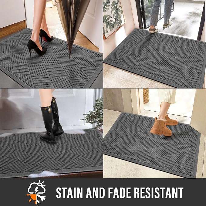 HIYARD Sturdy Front Door Mat, Absorbent Muddy Dirt Resist Welcome Door Mats - Image 5