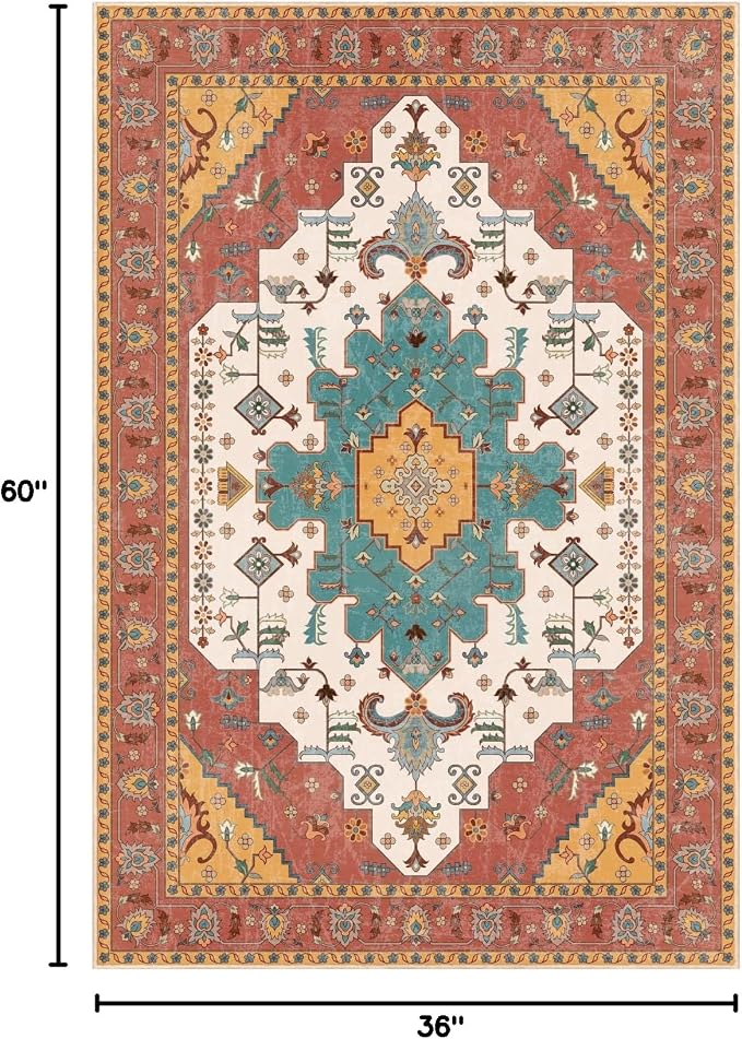 SERISSA Area Rug 3x5 Boho Orange Rugs - Image 2