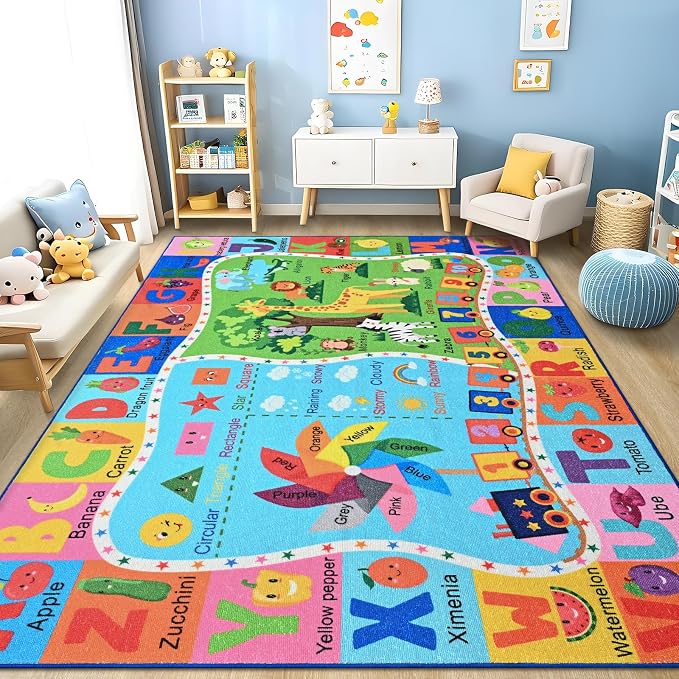 Kids Rug for Playroom, 6x9 ABC Educational Carpet for Classroom, Fun Alphabet by Unknown