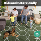 ONASAR Area Rugs for Bedroom Living Room, 4x6 Fluffy Olive Green and White - Image 3