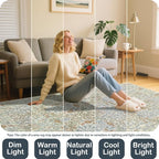 Vintage Beige Blue Living Room Rug, 9x12 Washable Area Rugs - Image 5