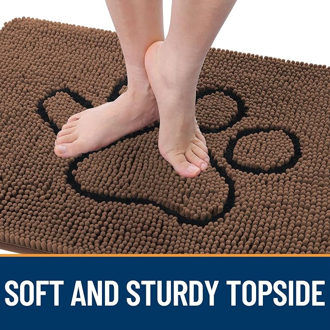 OLANLY Dog Door Mat for Muddy Paws 36x24, Paw Print Design, Absorbs Moisture - Image 4