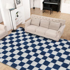 Super Soft Rug for Bedroom, 6x9 ft Blue and White Area Rug Classic Checkered - Image 7