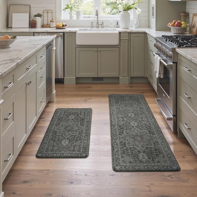 GENIMO Kitchen Mats for Floor 2PCs, Washable Anti Fatigue Mat for Cushioned - Image 2