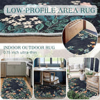 Dark Navy Floral Entry Rug - Image 4