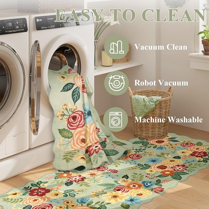 DUKINO 5x7 Area Rug, Floral Washable Rugs - Image 6