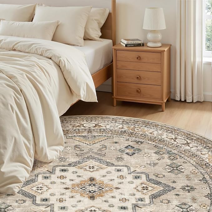 6ft Round Vintage Living Room Area Rug - Image 5
