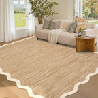 GarveeHome Scalloped Washable Area Rug 3x5 Small Entryway Rug Non Slip Modern by GarveeHome