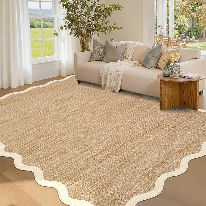 GarveeHome Scalloped Washable Area Rug 3x5 Small Entryway Rug Non Slip Modern by GarveeHome