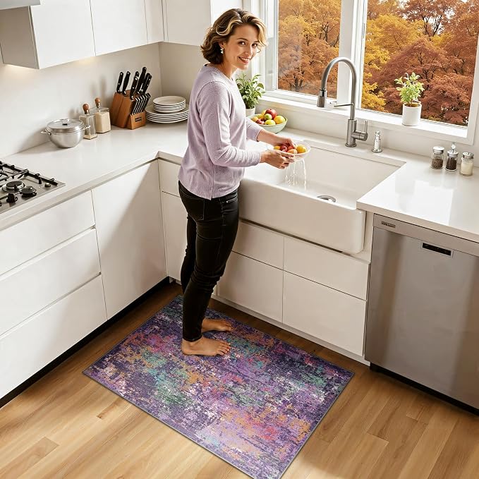 RELEANY Washable Area Rugs 2'x3' Non-Slip Modern Abstract Soft - Image 2