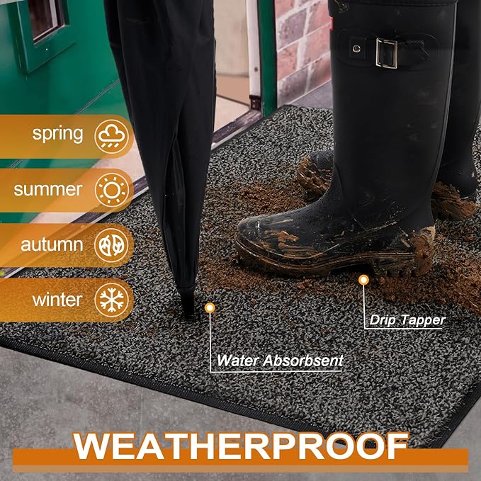 Mibao Front Door Mat Indoor Entrance, Dirt Trapper Welcome Mat - Image 3