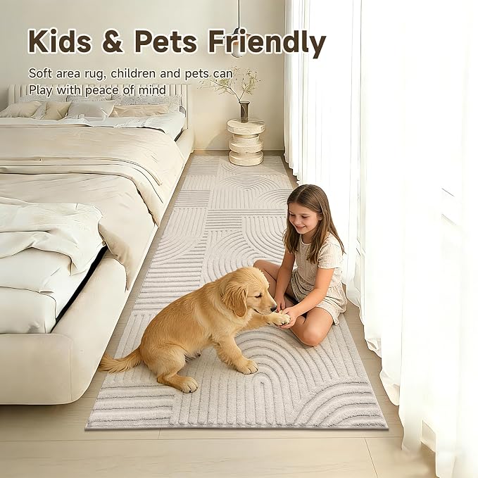 Pauwer 3x8 Washable Area Rugs for Living Room Modern Beige Solid Color Soft - Image 6