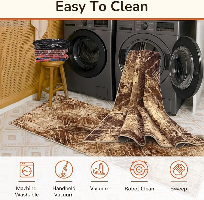 BESTSWEETIE Area Rug 8x10 Rug Machine Washable Non-Slip Low Pile Print Pattern - Image 4